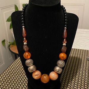 Statement Brown Amber Beaded Women's Necklace